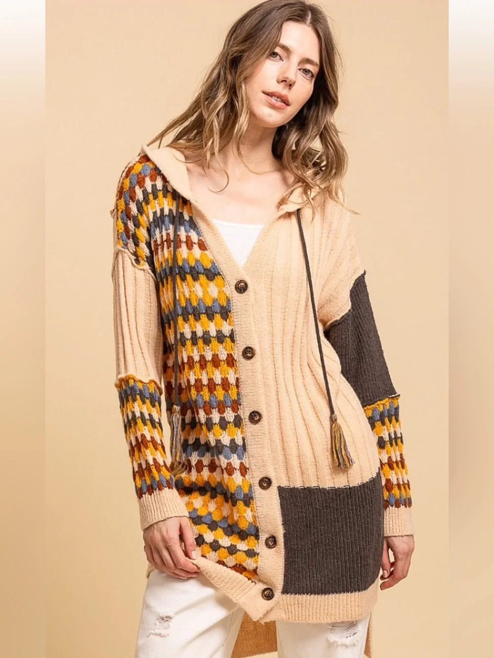 65 ❤️ BLUEVELVET high low hooded cardigan